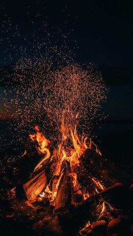 bonfire, fire, sparks Wallpaper 2160x3840