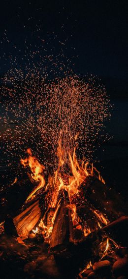 bonfire, fire, sparks Wallpaper 1080x2340