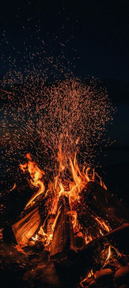 bonfire, fire, sparks Wallpaper 1440x3200