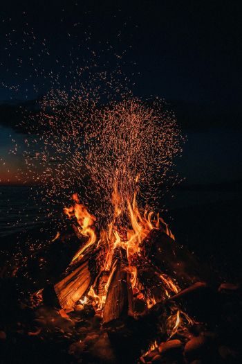 bonfire, fire, sparks Wallpaper 640x960