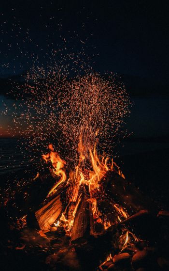 bonfire, fire, sparks Wallpaper 1752x2800
