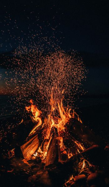 bonfire, fire, sparks Wallpaper 600x1024