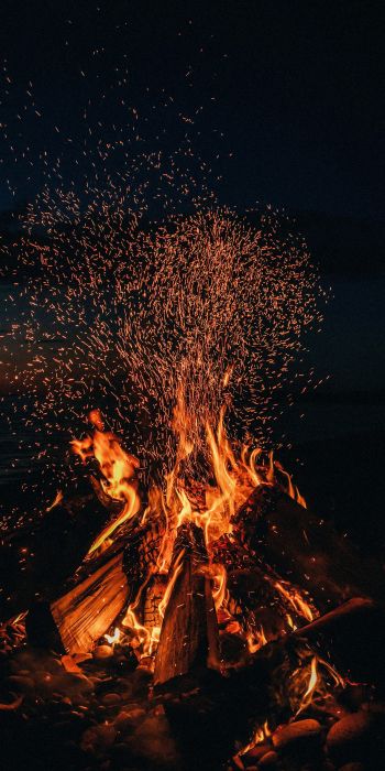 bonfire, fire, sparks Wallpaper 720x1440