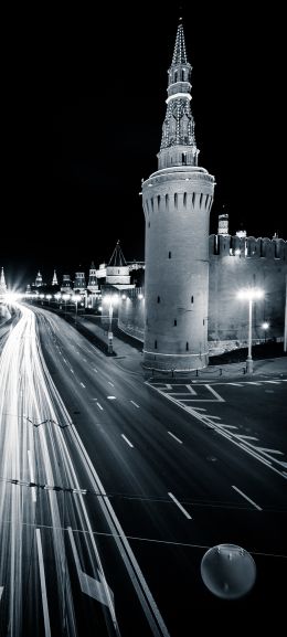 Moscow, Kremlin, black and white Wallpaper 1440x3200