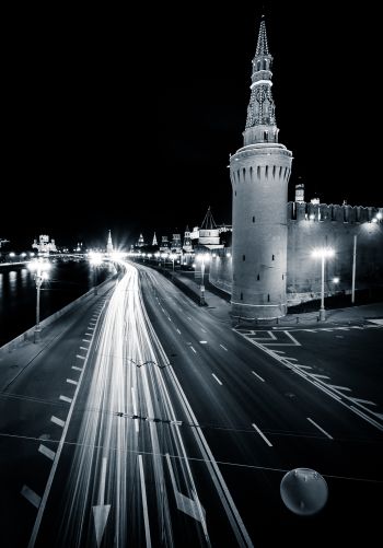 Moscow, Kremlin, black and white Wallpaper 1668x2388