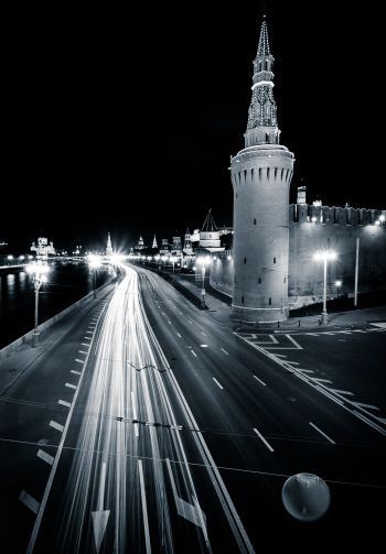 Moscow, Kremlin, black and white Wallpaper 1640x2360
