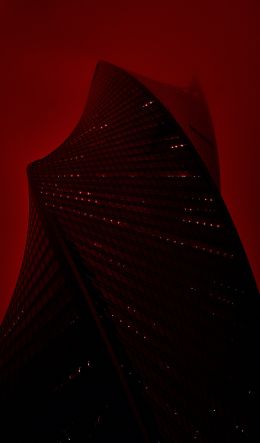 Moscow City, skyscraper, red Wallpaper 600x1024