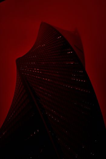 Moscow City, skyscraper, red Wallpaper 640x960
