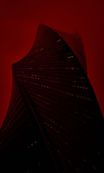 Moscow City, skyscraper, red Wallpaper 1200x2000