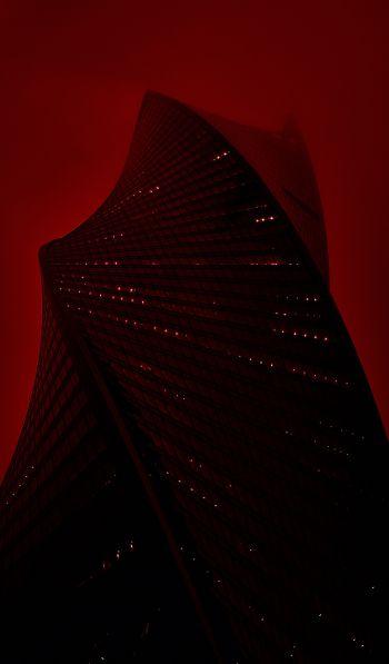 Moscow City, skyscraper, red Wallpaper 600x1024