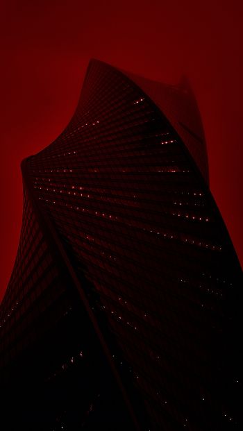 Moscow City, skyscraper, red Wallpaper 640x1136
