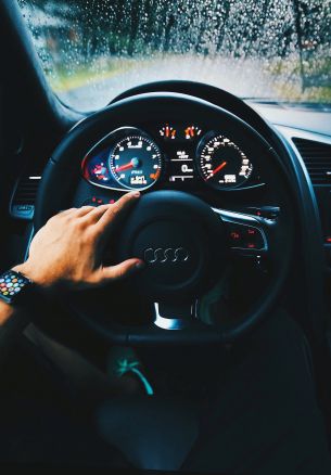 Audi, steering wheel Wallpaper 1640x2360