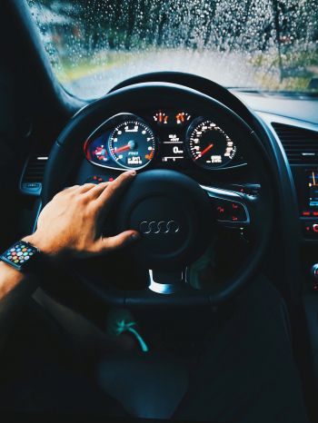 Audi, steering wheel Wallpaper 1536x2048