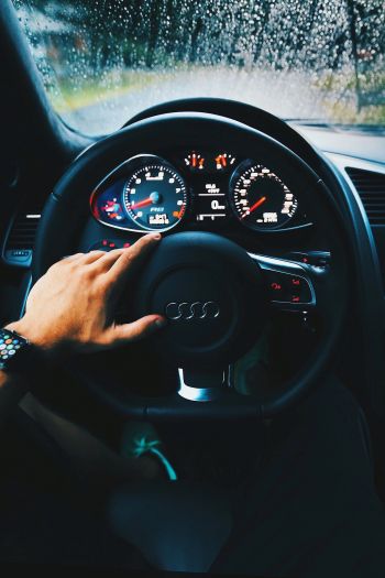 Audi, steering wheel Wallpaper 640x960
