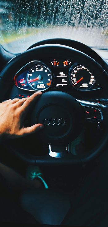 Audi, steering wheel Wallpaper 1080x2280