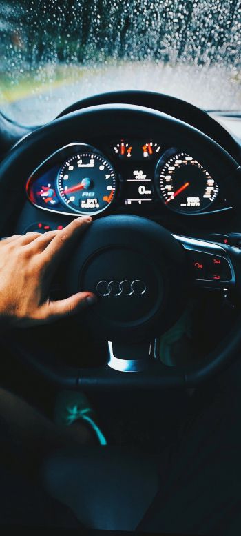 Audi, steering wheel Wallpaper 1080x2400