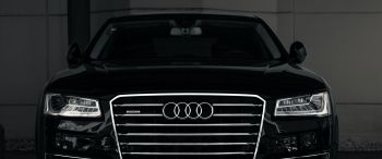 Audi, headlights, black Wallpaper 3440x1440