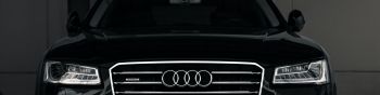 Audi, headlights, black Wallpaper 1590x400