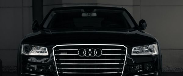 Обои 3440x1440 Audi, фары, черный