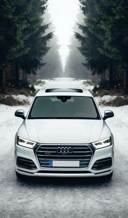 Audi Q5, winter, white Wallpaper 600x1024
