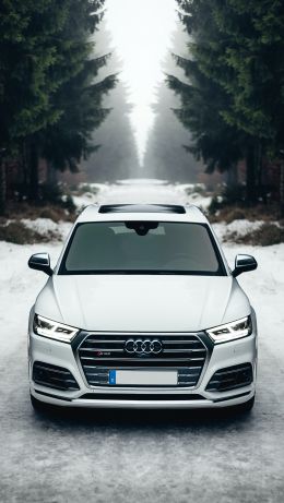 Обои 640x1136 Audi Q5, зима, белый