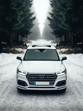 Audi Q5, winter, white Wallpaper 1620x2160