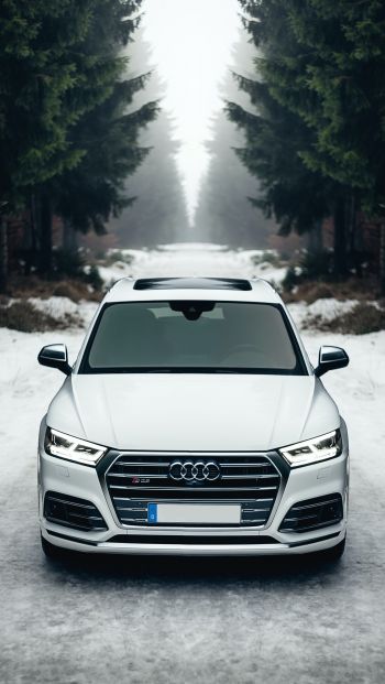 Audi Q5, winter, white Wallpaper 640x1136