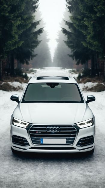Audi Q5, winter, white Wallpaper 1440x2560