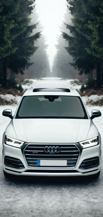 Audi Q5, winter, white Wallpaper 1080x2280