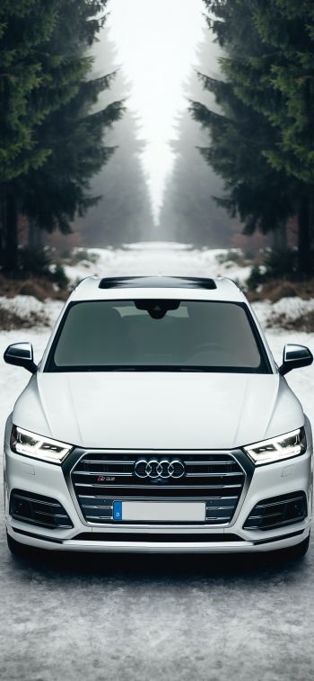 Audi Q5, winter, white Wallpaper 1284x2778