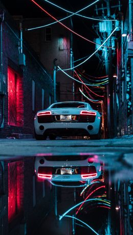 Audi, sports car, reflection Wallpaper 640x1136