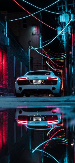 Audi, sports car, reflection Wallpaper 1080x2340