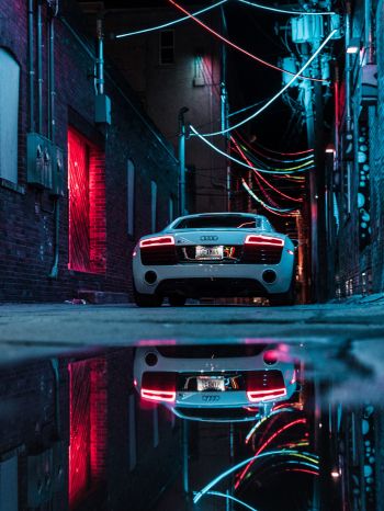 Audi, sports car, reflection Wallpaper 1668x2224
