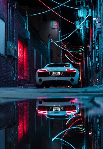 Audi, sports car, reflection Wallpaper 1640x2360