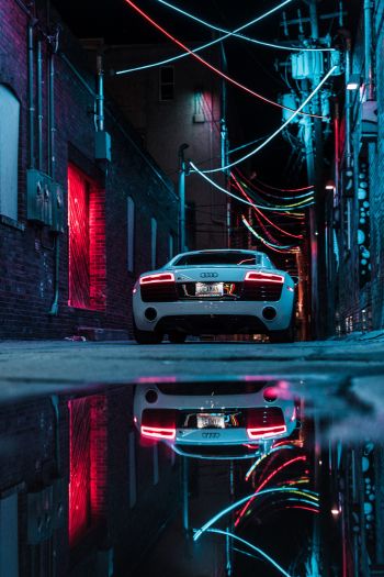 Audi, sports car, reflection Wallpaper 640x960