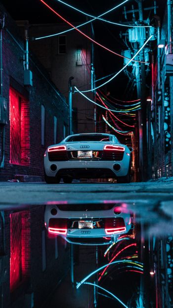 Audi, sports car, reflection Wallpaper 1080x1920