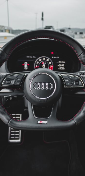 Audi, steering wheel Wallpaper 1080x2220