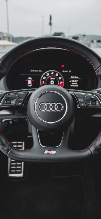 Audi, steering wheel Wallpaper 1170x2532