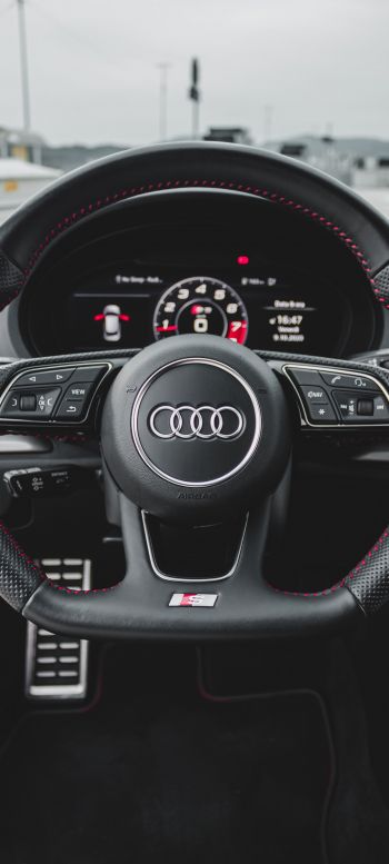 Audi, steering wheel Wallpaper 1440x3200