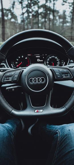 steering wheel audi, salon Audi Wallpaper 1440x3200