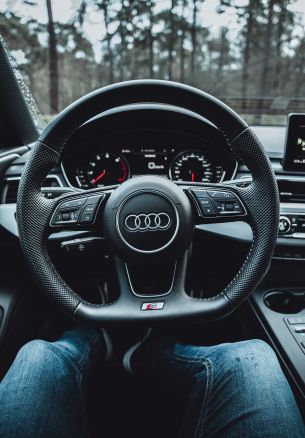 Обои 1640x2360 руль Audi, салон Audi