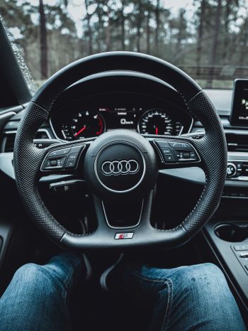 steering wheel audi, salon Audi Wallpaper 2048x2732