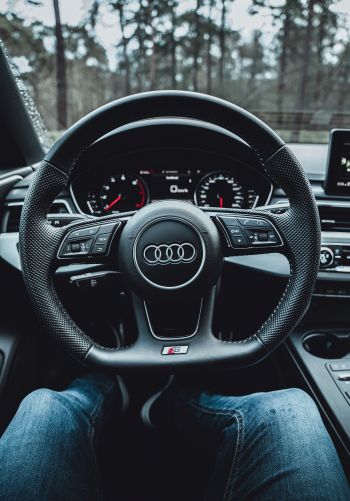 steering wheel audi, salon Audi Wallpaper 1668x2388