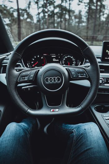 steering wheel audi, salon Audi Wallpaper 640x960