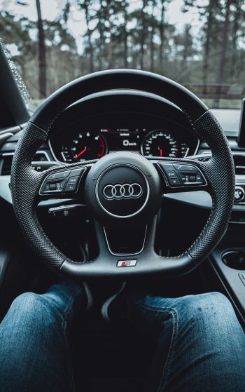 steering wheel audi, salon Audi Wallpaper 1752x2800