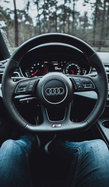 steering wheel audi, salon Audi Wallpaper 600x1024