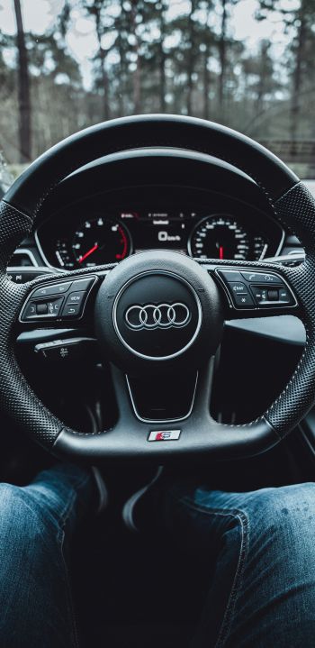 steering wheel audi, salon Audi Wallpaper 1440x2960