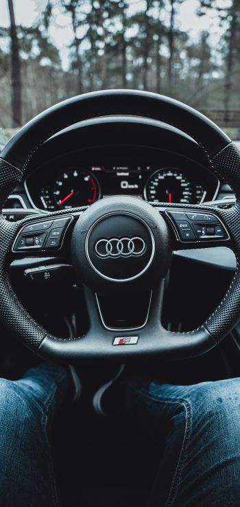 steering wheel audi, salon Audi Wallpaper 1080x2280