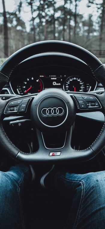 steering wheel audi, salon Audi Wallpaper 1170x2532