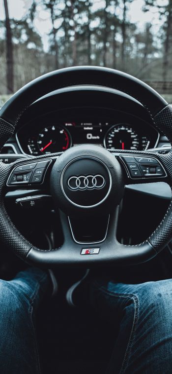 steering wheel audi, salon Audi Wallpaper 1080x2340